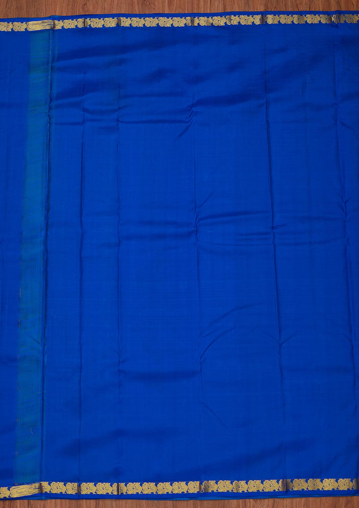 Sea Green Zariwork Pure Silk Designer Unstitched Saree - Koskii