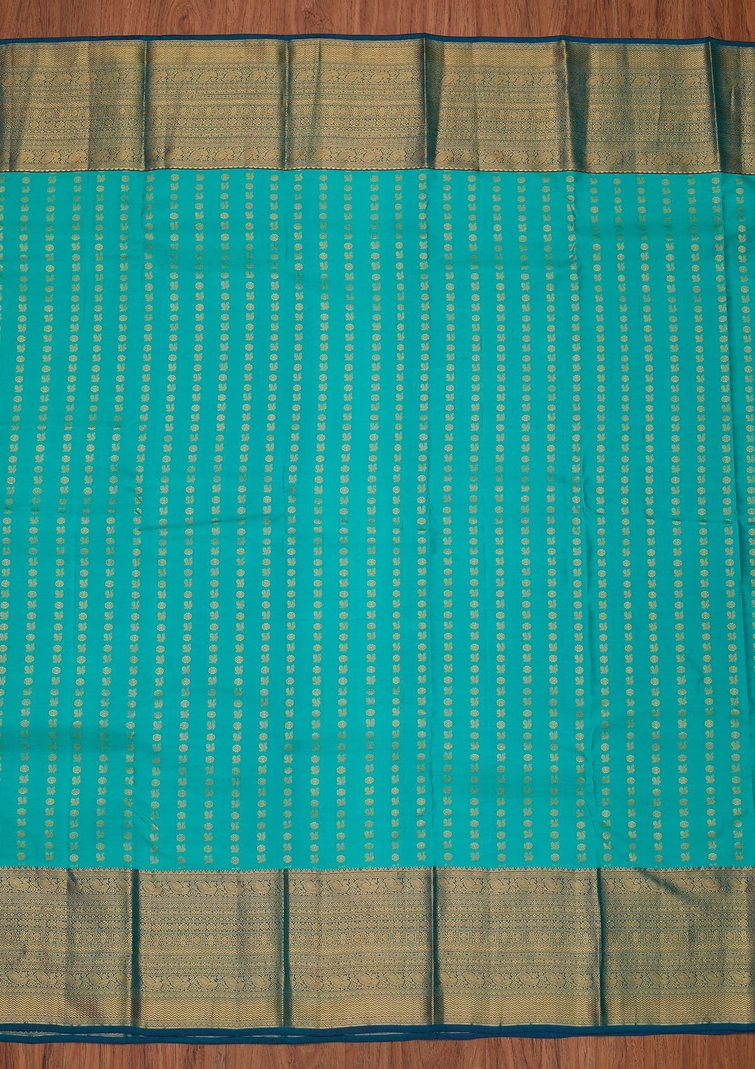 Sea Green Zariwork Pure Silk Designer Unstitched Saree - Koskii