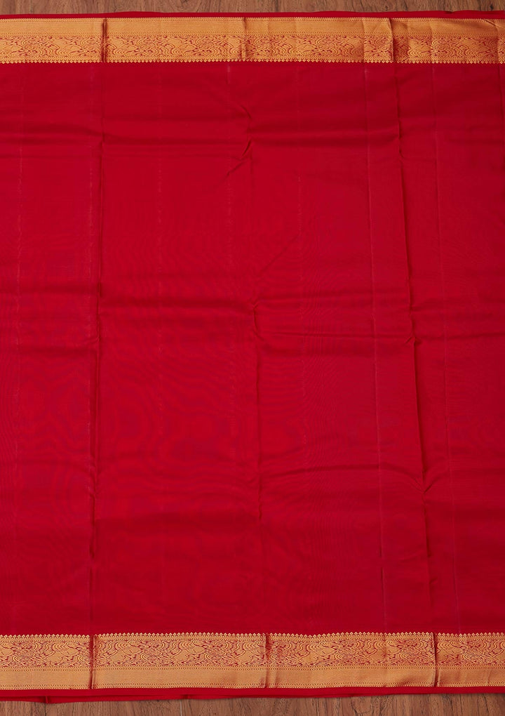 Sea Green Zariwork Pure Silk Designer Unstitched Saree - Koskii