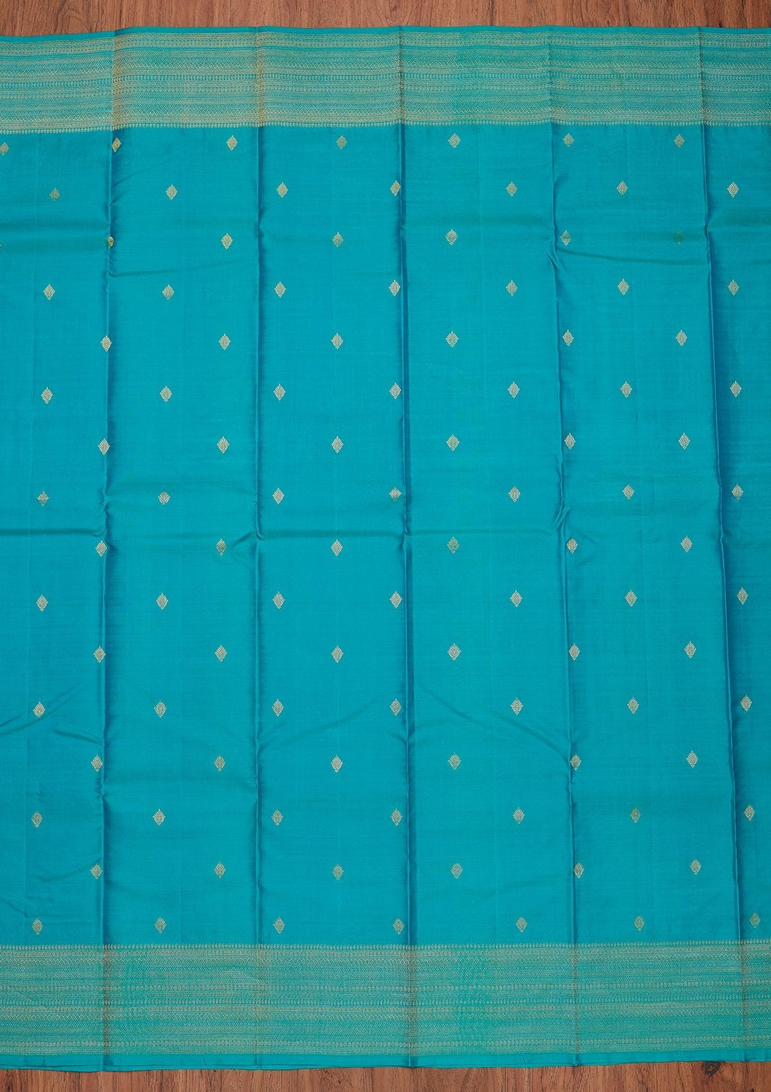 Sea Green Zariwork Pure Silk Designer Unstitched Saree - Koskii