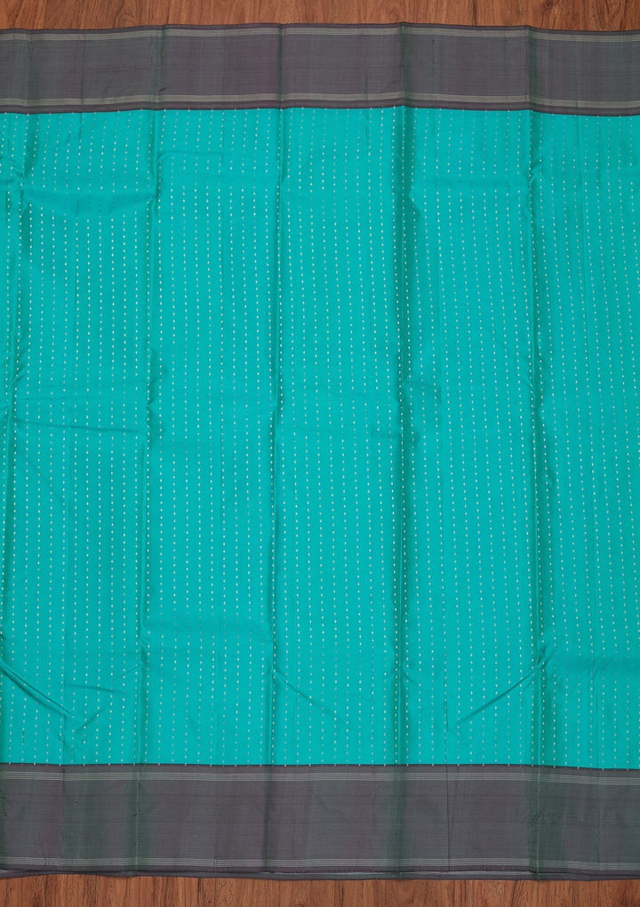 Sea Green Zariwork Pure Silk Designer Unstitched Saree - Koskii
