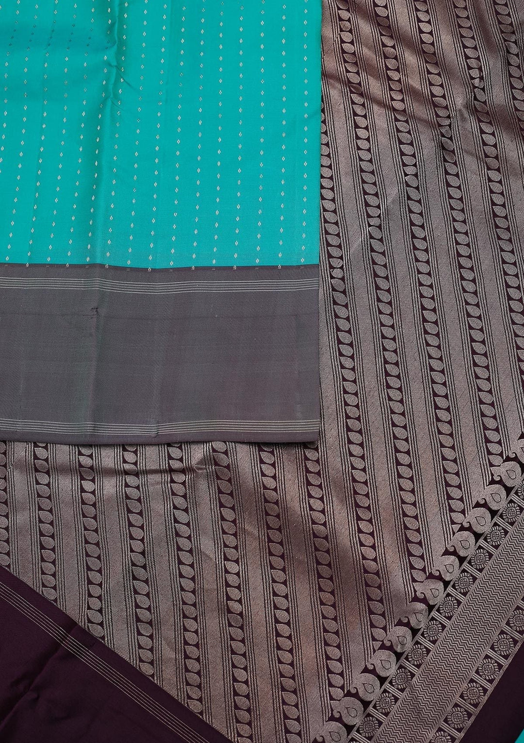 Sea Green Zariwork Pure Silk Designer Unstitched Saree - Koskii