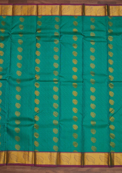 Sea Green Zariwork Pure Silk Designer Saree - Koskii
