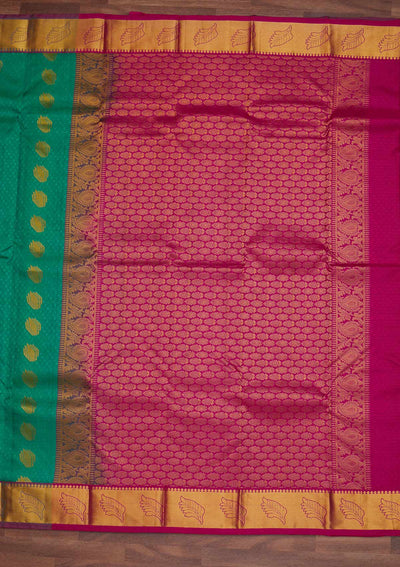 Sea Green Zariwork Pure Silk Designer Saree - Koskii