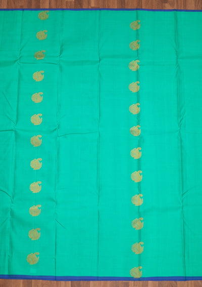 Sea Green Zariwork Pure Silk Saree - Koskii