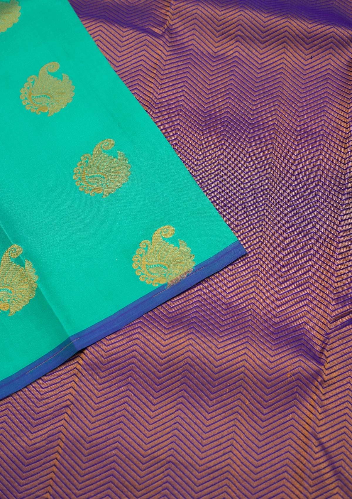 Sea Green Zariwork Pure Silk Saree - Koskii
