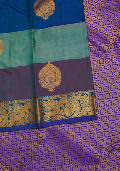 Sea Green Zariwork Pure Silk Designer Saree - Koskii
