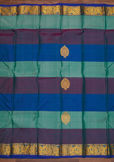 Sea Green Zariwork Pure Silk Designer Saree - Koskii