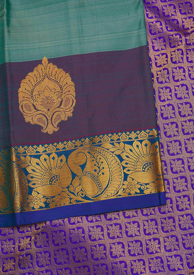 Sea Green Zariwork Pure Silk Designer Saree - Koskii