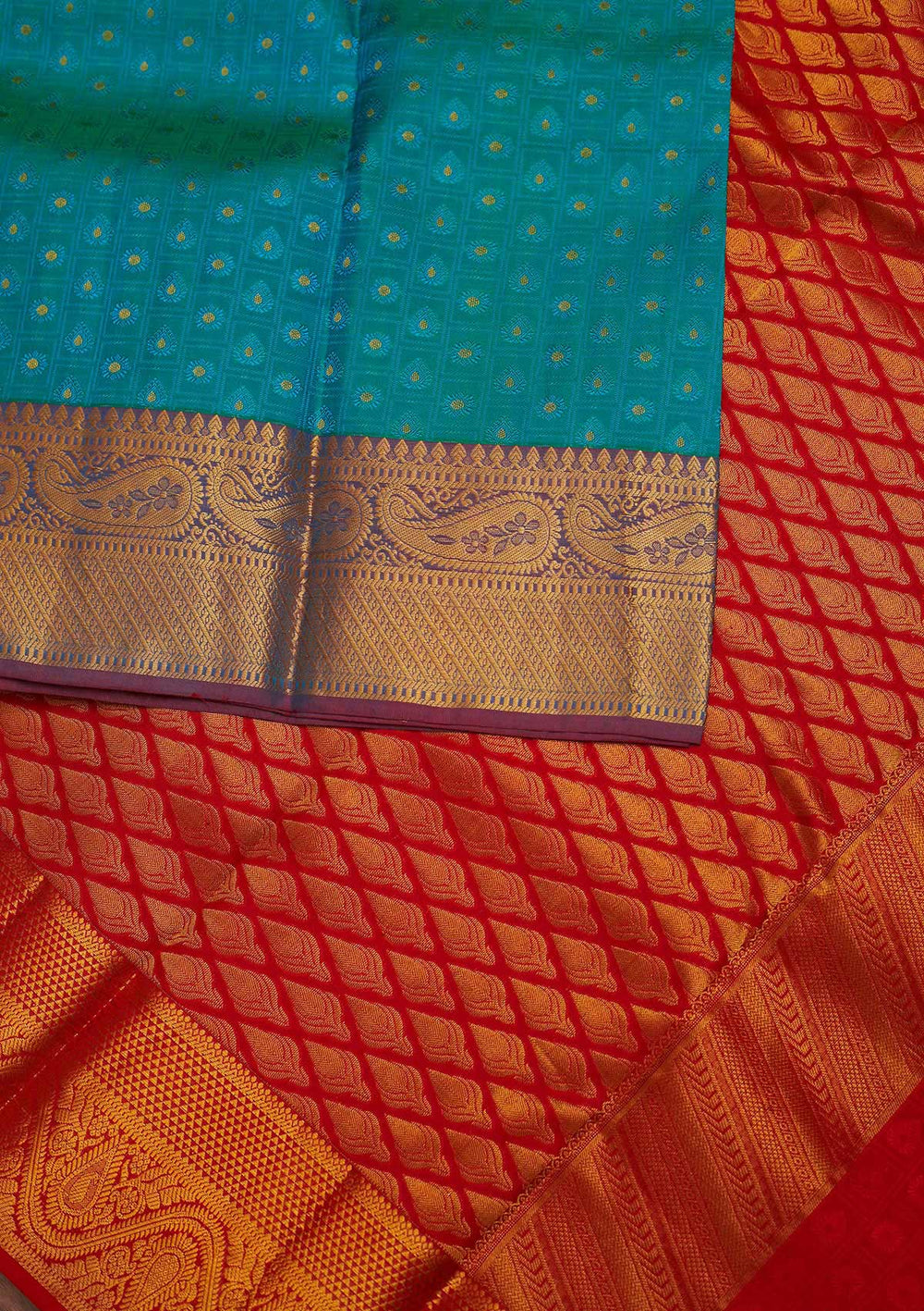 Sea Green Zariwork Pure Silk Designer Saree - Koskii