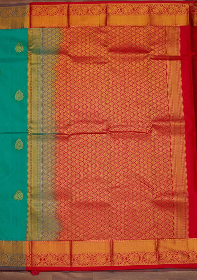 Sea Green Zariwork Pure Silk Designer Saree - Koskii