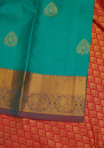 Sea Green Zariwork Pure Silk Designer Saree - Koskii