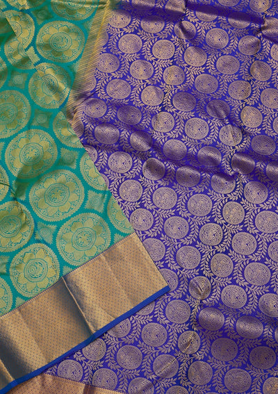 Sea Green Zariwork Pure Silk Saree-Koskii