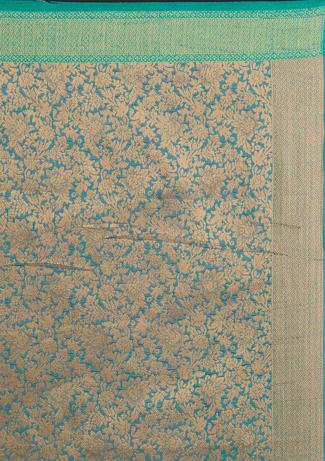 Sea Green Zariwork Raw Silk Designer Saree - koskii