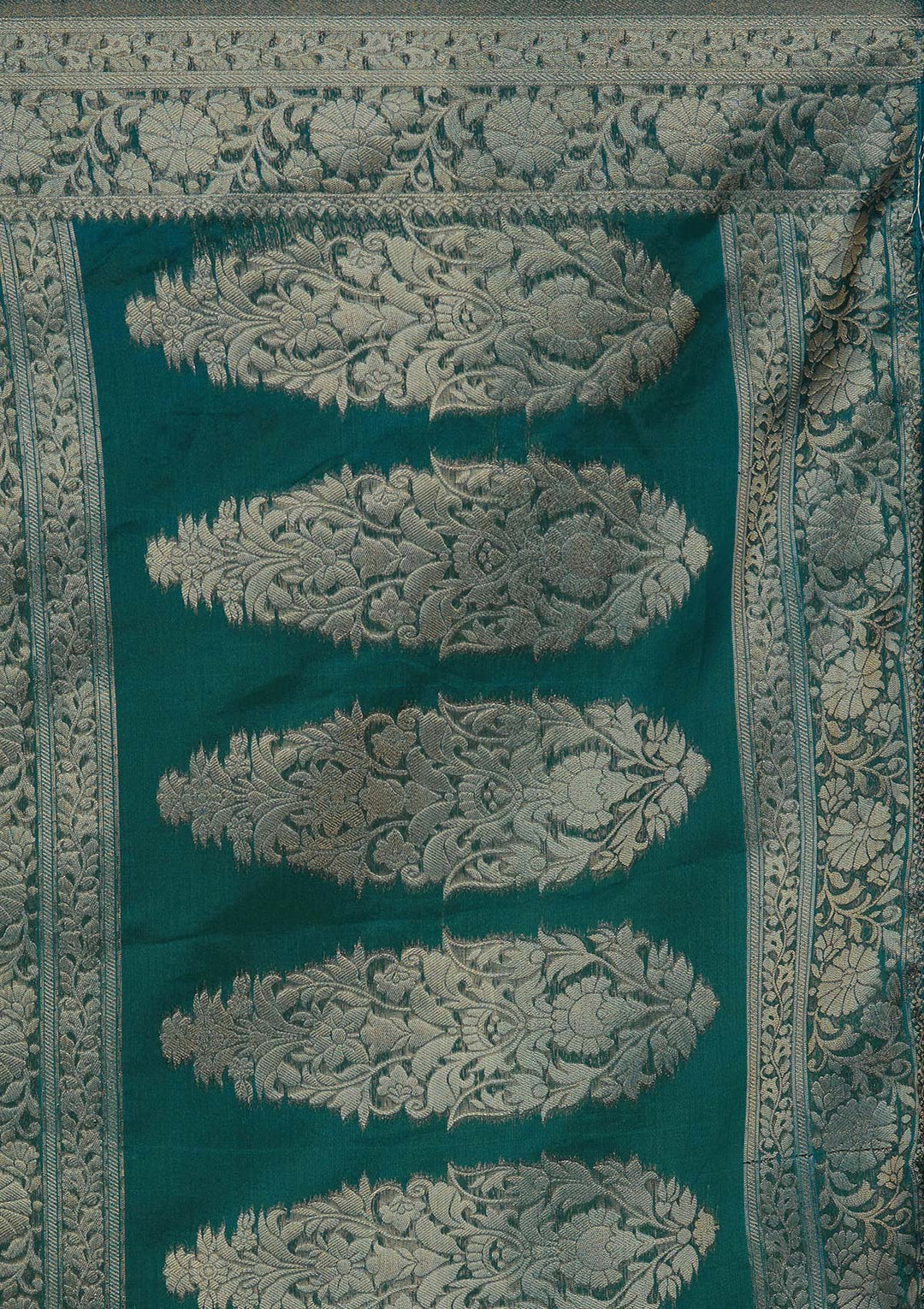 Sea Green Zariwork Taffeta Silk Saree - Koskii