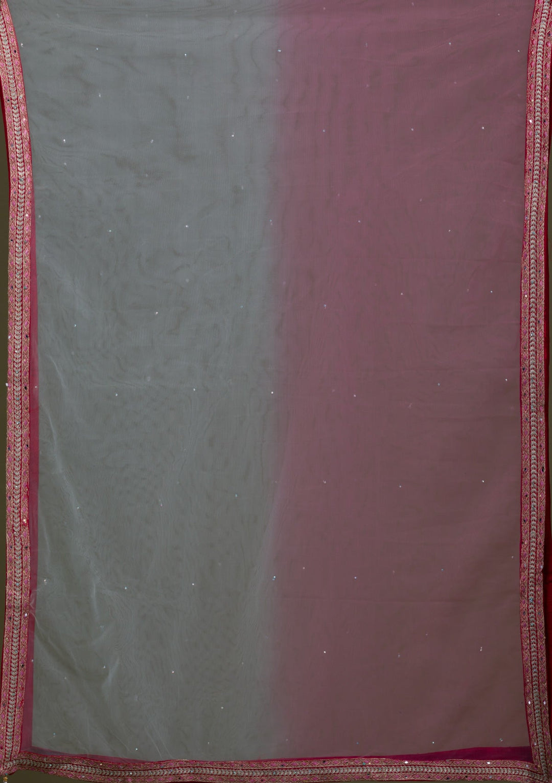 Sea Green Mirrorwork Net Readymade Lehenga-Koskii