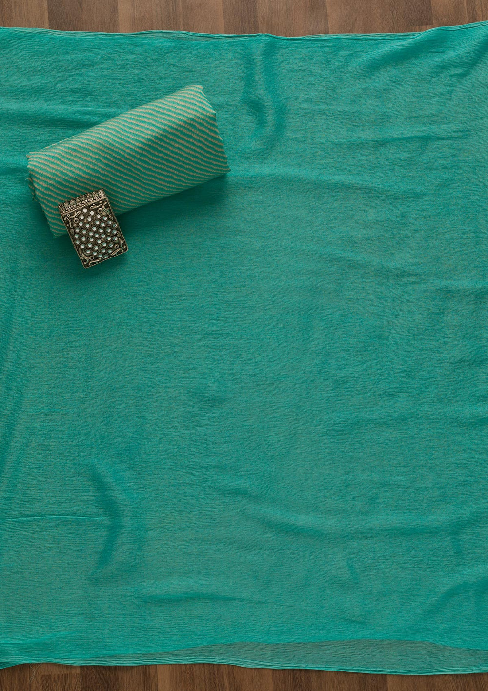 Sea Green Printed Cotton Unstitched Salwar Suit-Koskii
