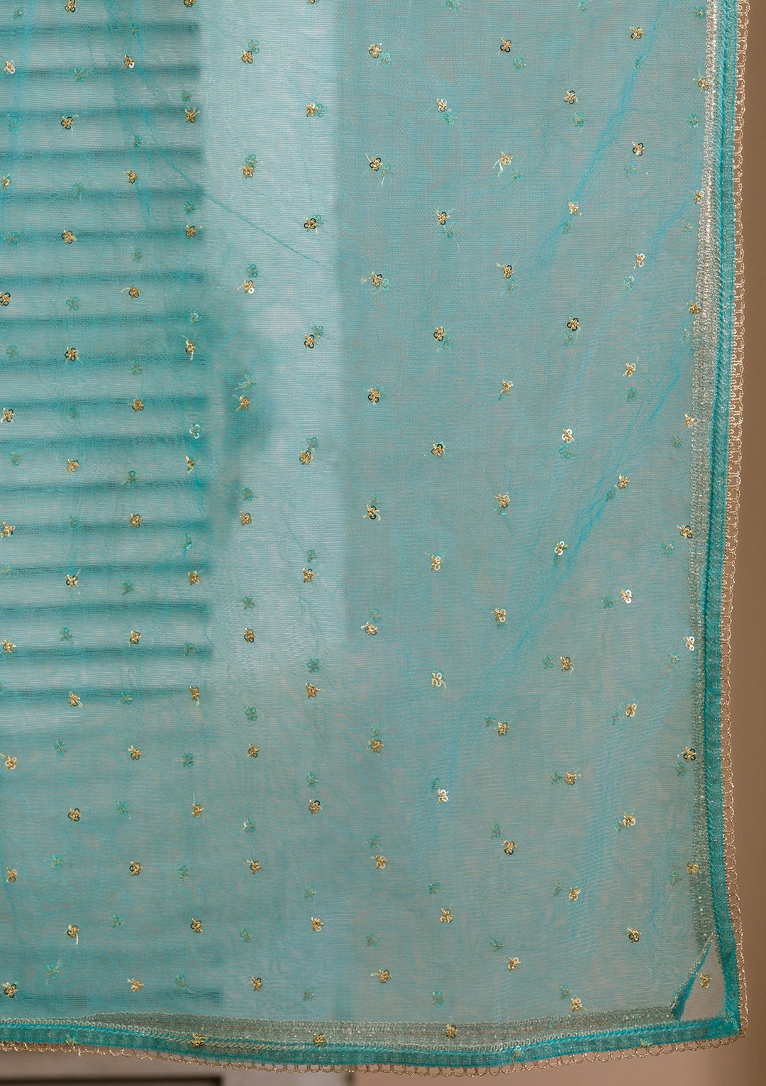 Sea Green Sequins Georgette Readymade Lehenga-Koskii