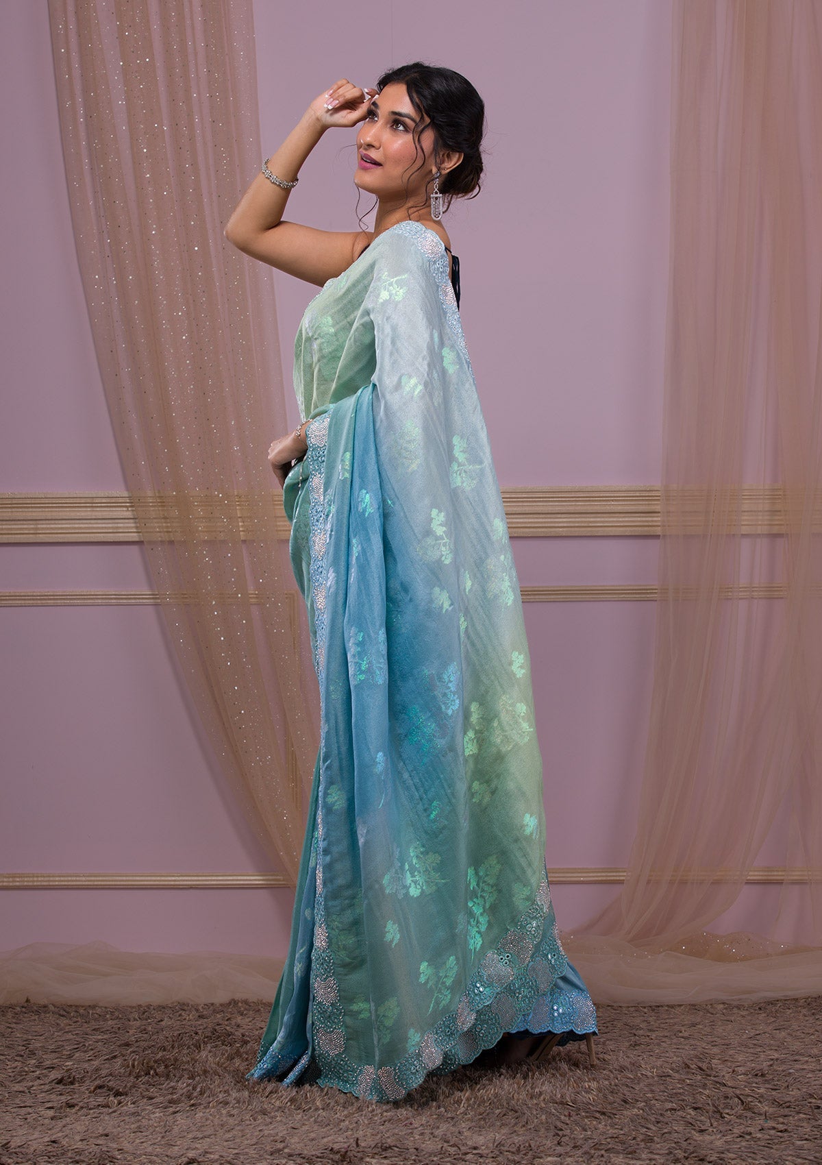 Maroon Zari Work Raw Silk Designer Saree-Koskii