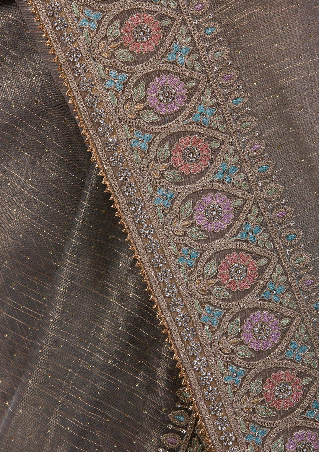 Sea Green Stonework Shimmer Saree-Koskii