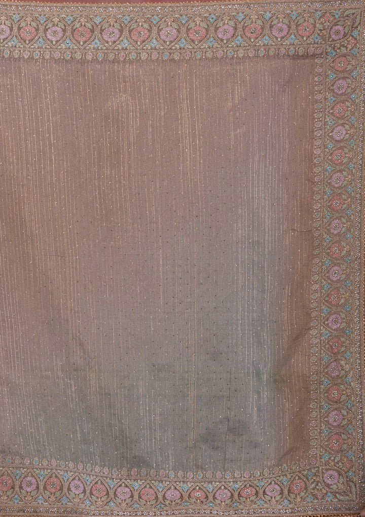 Sea Green Stonework Shimmer Saree-Koskii
