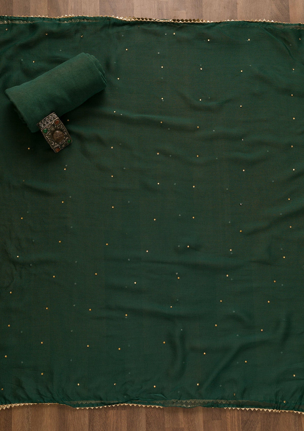 Sea Green Stonework Semi Crepe Unstitched Salwar Kameez-Koskii
