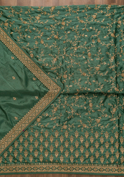 Sea Green Zariwork Art Silk Unstitched Salwar Kameez-Koskii