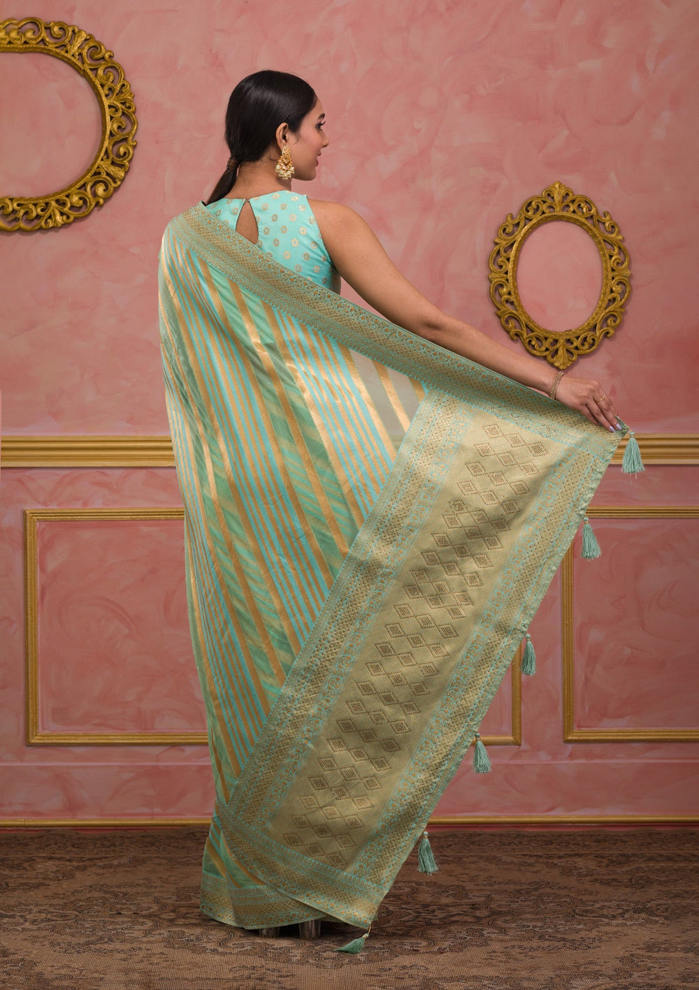 Wine Stonework Georgette Designer Saree-Koskii