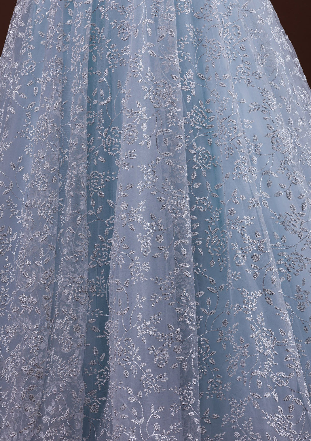 Sky Blue Cutdana Net Designer Gown-Koskii