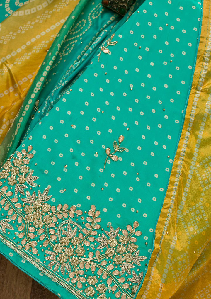 Sky Blue Gotapatti Brocade Salwar Kameez-Koskii