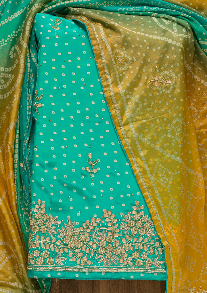 Sky Blue Gotapatti Brocade Salwar Kameez-Koskii