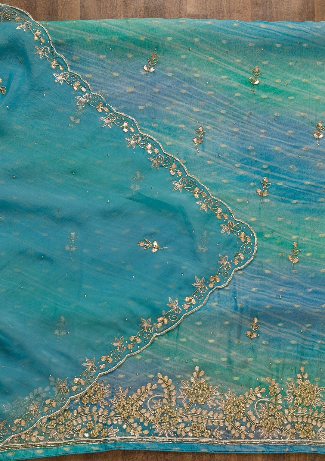 Sky Blue Gotapatti Brocade Salwar Kameez-Koskii