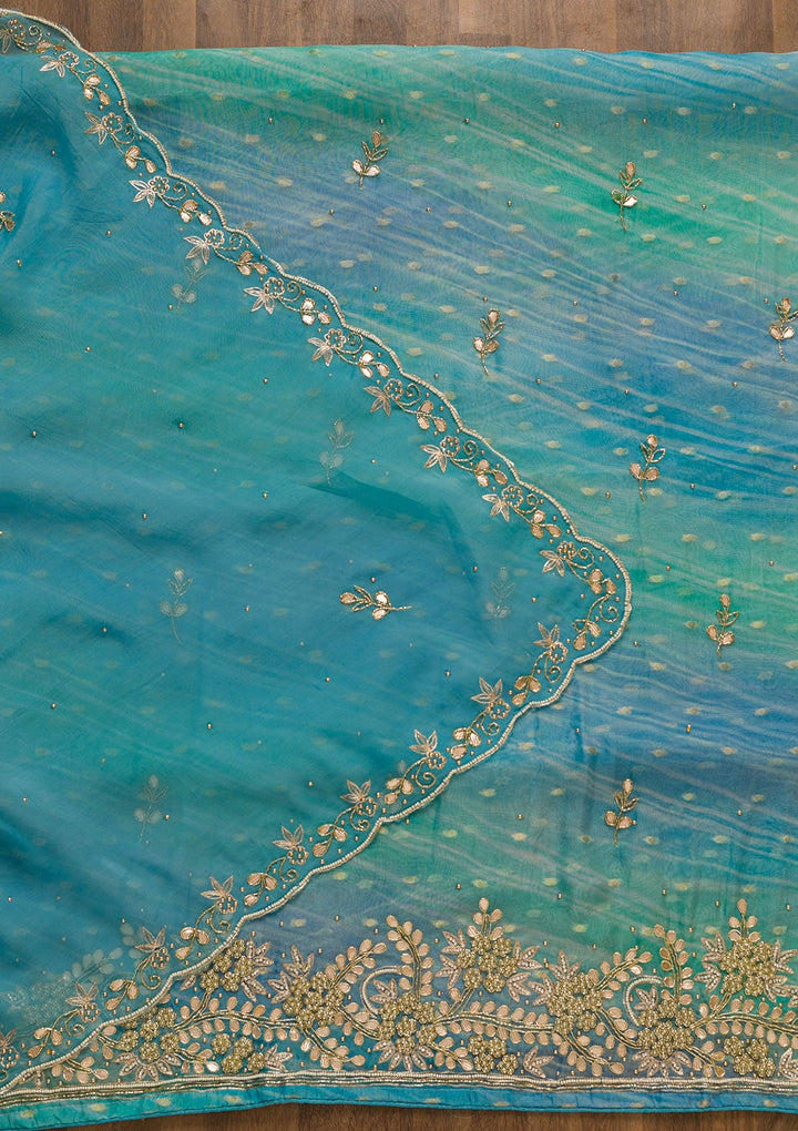 Sky Blue Gotapatti Brocade Salwar Kameez-Koskii