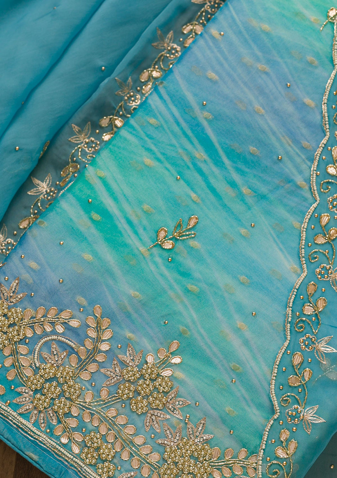 Sky Blue Gotapatti Brocade Salwar Kameez-Koskii