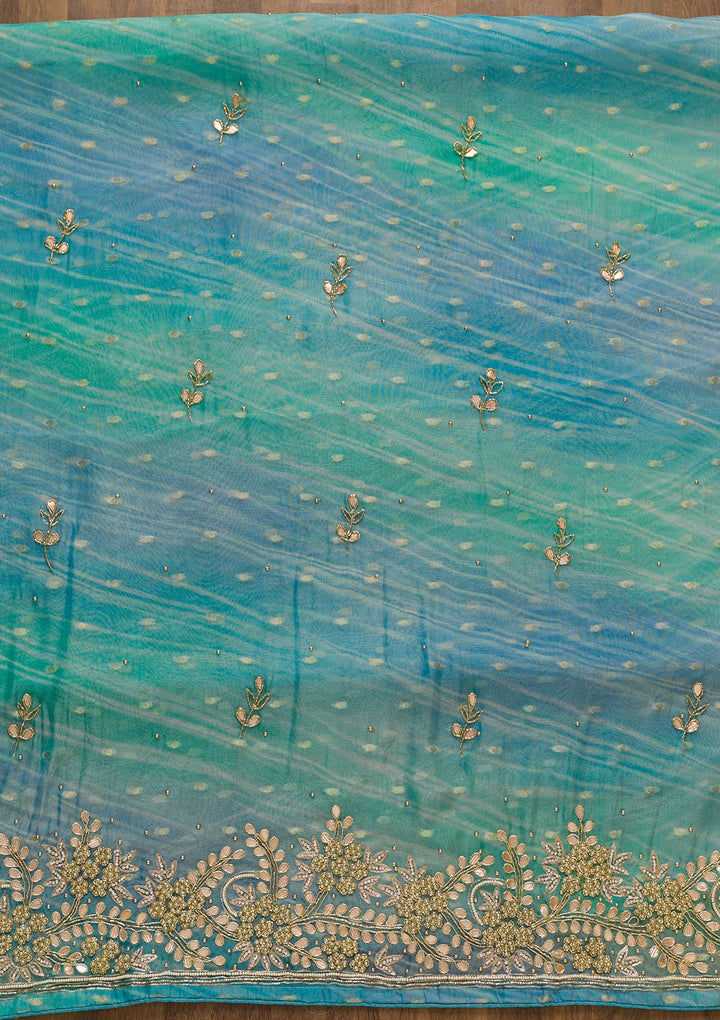 Sky Blue Gotapatti Brocade Salwar Kameez-Koskii