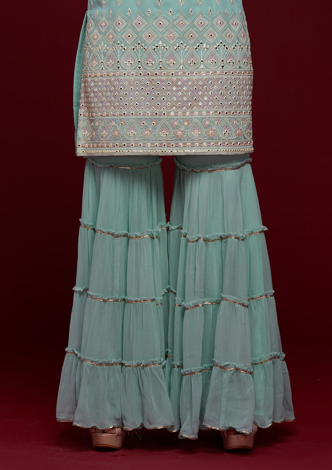 Sky Blue Gotapatti Georgette Designer Salwar Suit - Koskii