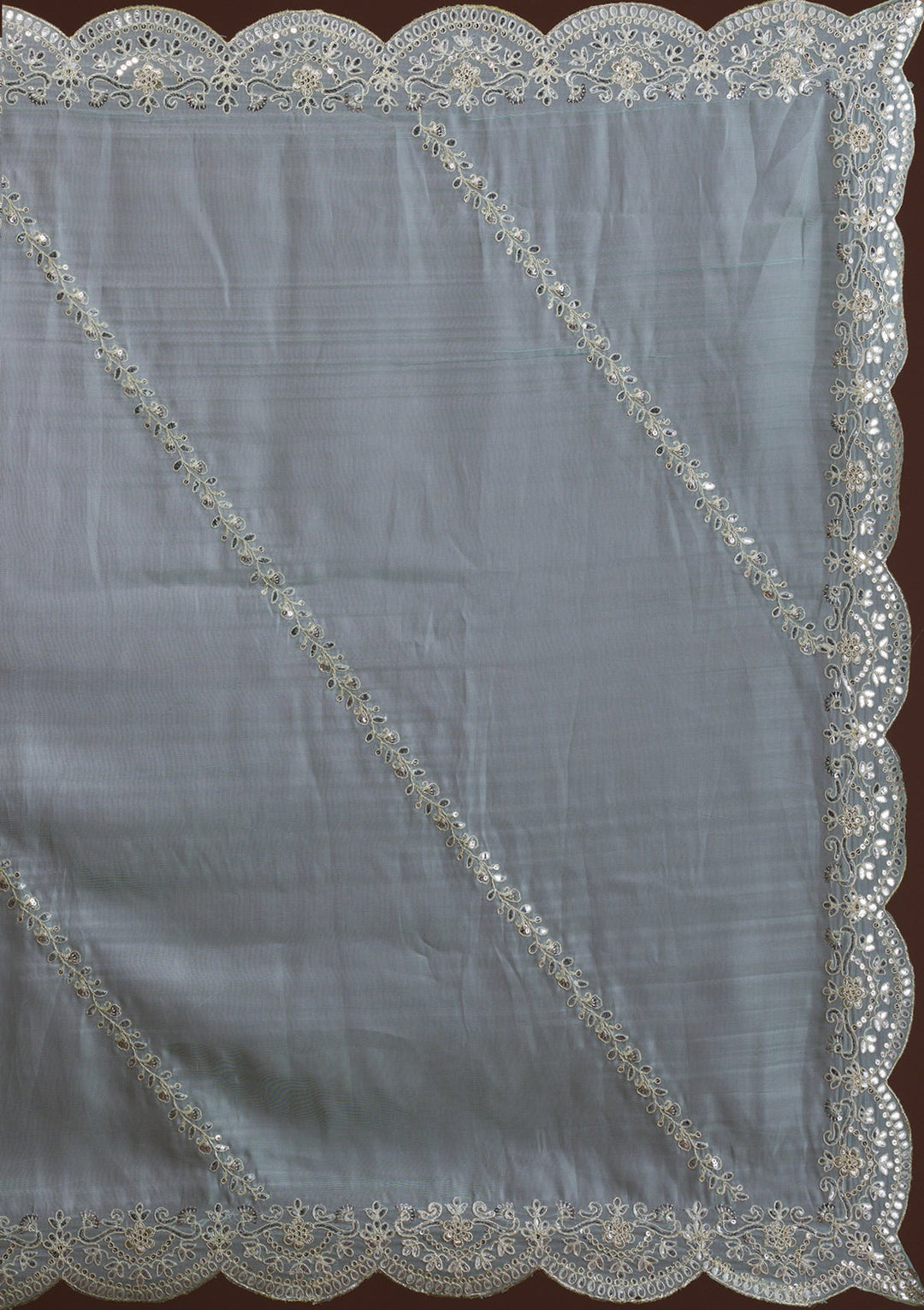 Sky Blue Gotapatti Net Saree-Koskii