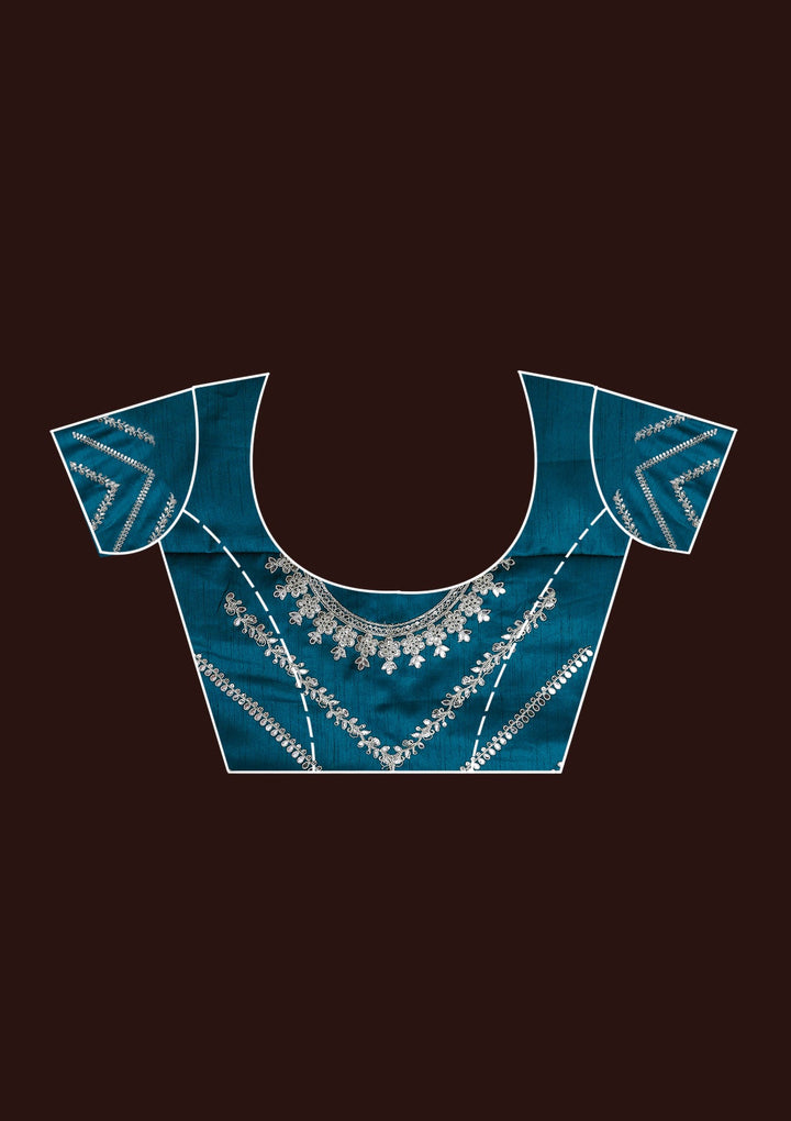 Sky Blue Gotapatti Net Saree-Koskii