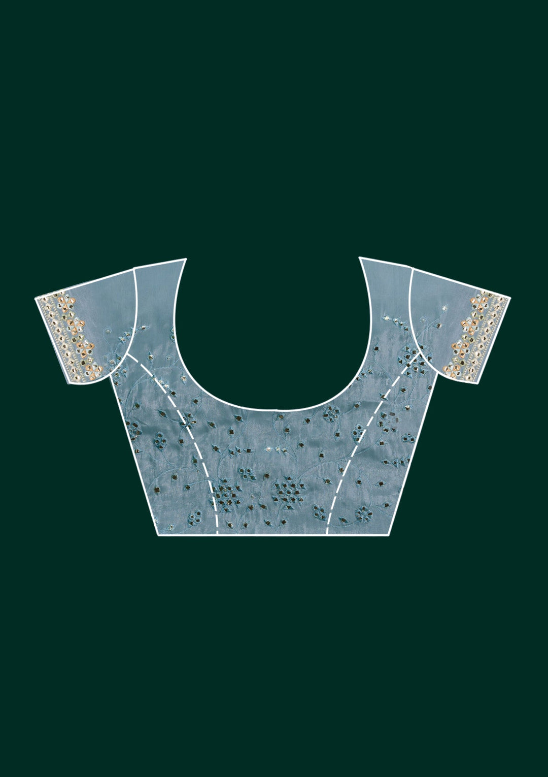 Sky Blue Gotapatti Tissue Saree-Koskii