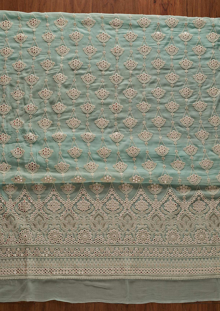Sky Blue Mirrorwork Georgette Designer Unstitched Salwar Suit - koskii