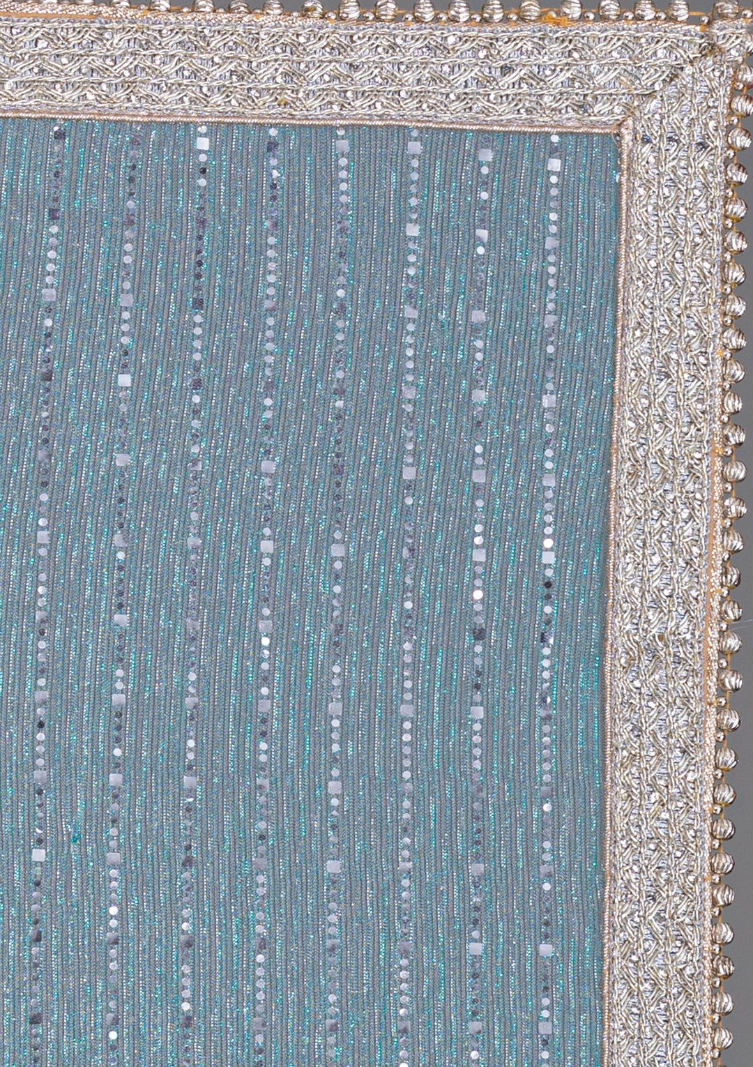 Sky Blue Mirrorwork Net Saree-Koskii