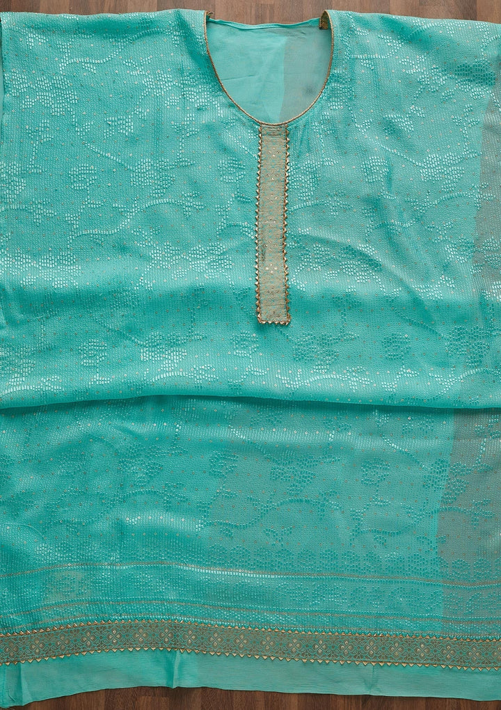 Sky Blue Sequins Georgette Semi-Stitched Salwar Suit-Koskii