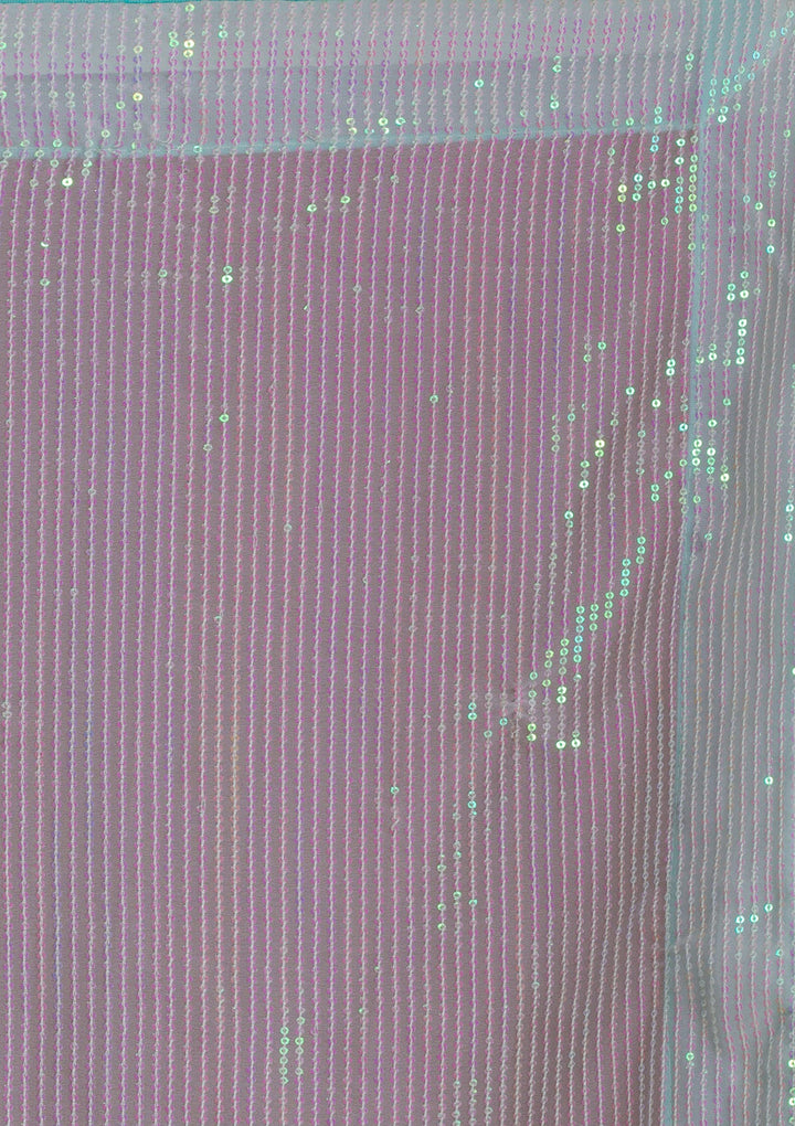 Sky Blue Sequins Georgette Saree-Koskii