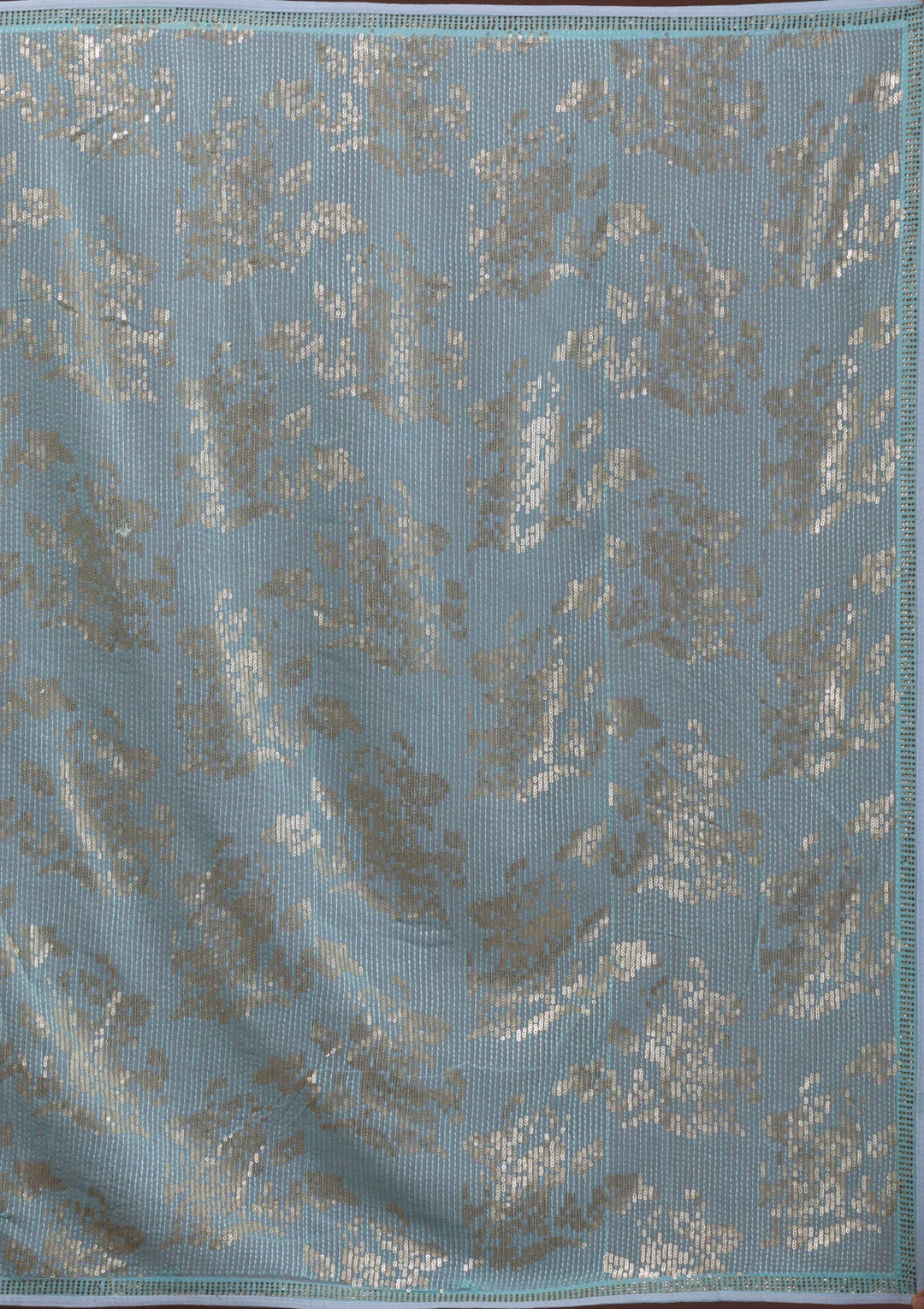Sky Blue Sequins Georgette Designer Saree-Koskii