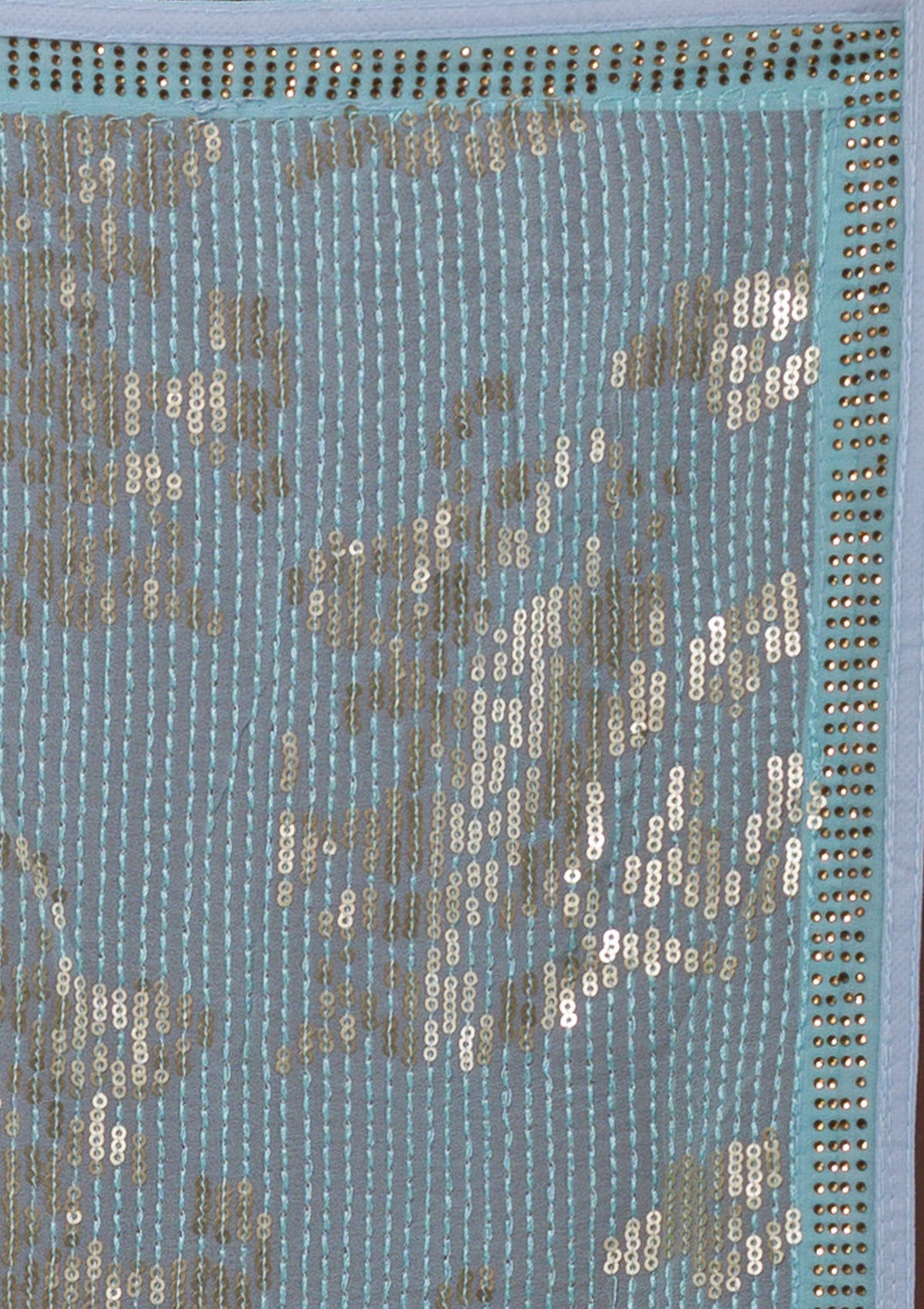 Sky Blue Sequins Georgette Designer Saree-Koskii