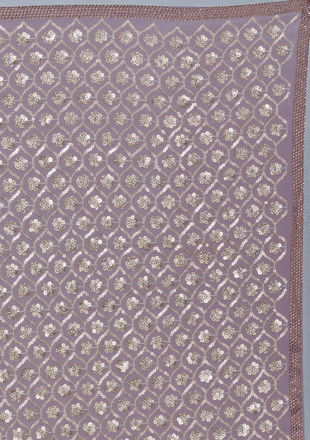 Sky Blue Sequins Georgette Unstitched Saree-Koskii