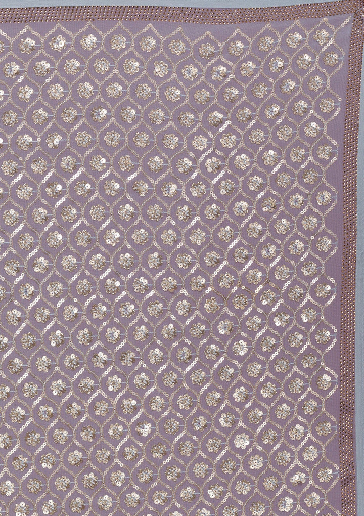 Sky Blue Sequins Georgette Unstitched Saree-Koskii
