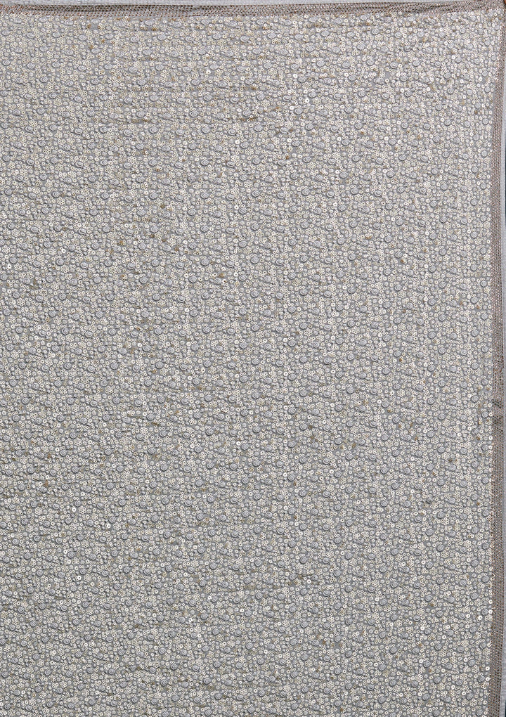 Grey Sequins Net Saree - Koskii