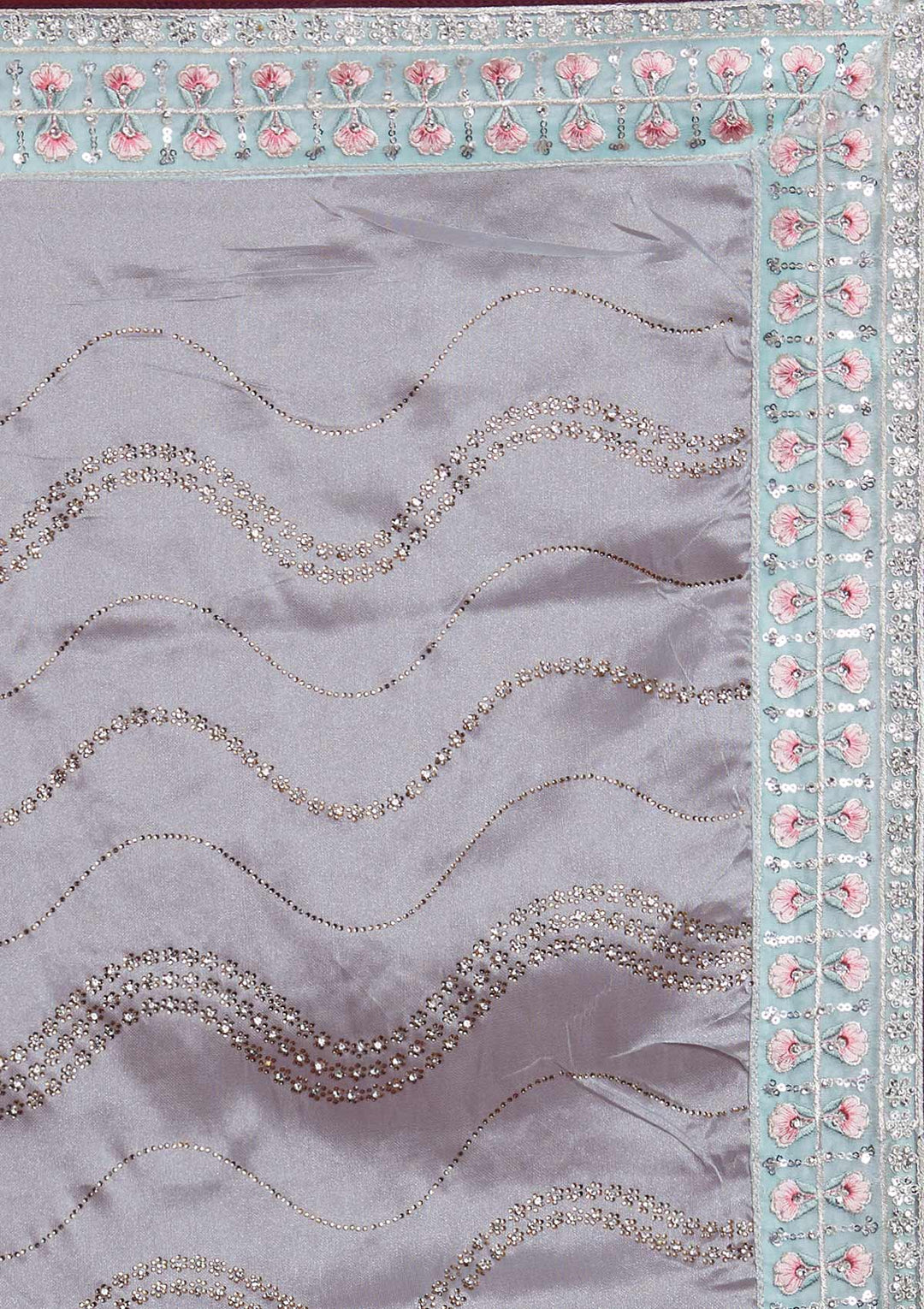 Sky Blue Stonework Tissue Designer Saree - Koskii
