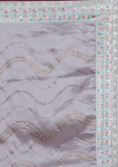 Sky Blue Stonework Tissue Designer Saree - Koskii
